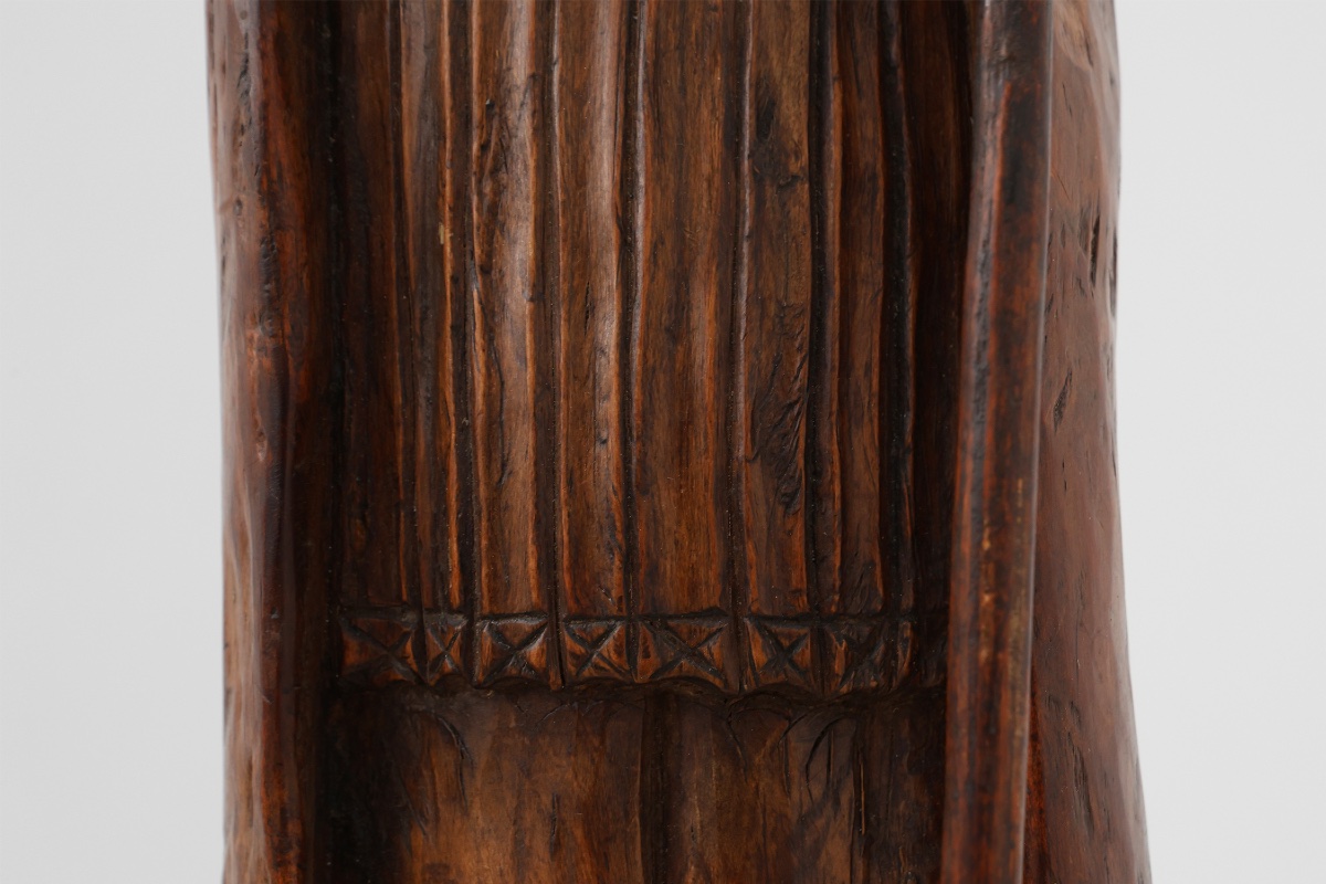 Statuette de saint Corneille en bois sculpté, avec tiare papale et crosse à triple croix, XVIII-photo-3