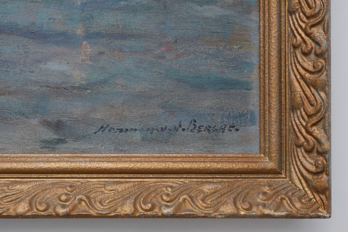 Marine Seascape With Sailing Ships - Herman Van Den Berghe, Ca. 1900-1920-photo-3