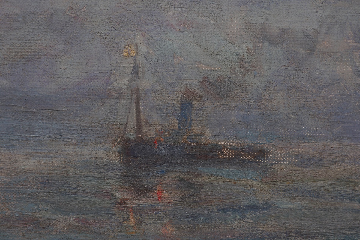 Marine Seascape With Sailing Ships - Herman Van Den Berghe, Ca. 1900-1920-photo-1