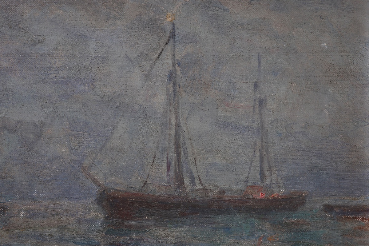 Marine Seascape With Sailing Ships - Herman Van Den Berghe, Ca. 1900-1920-photo-6