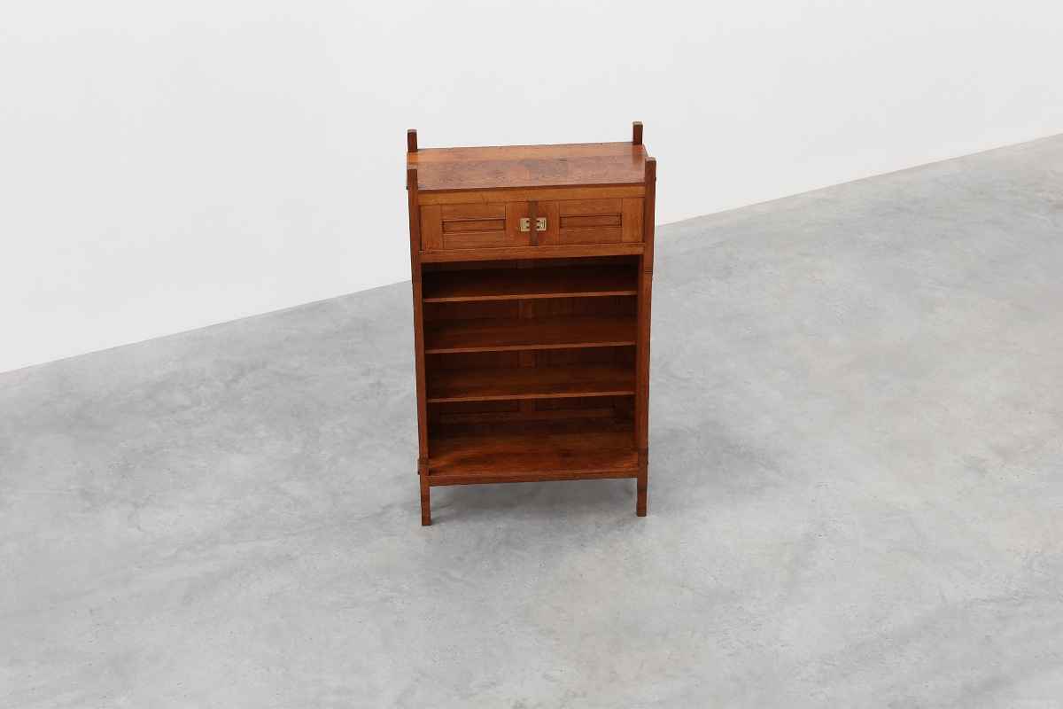 Jugendstil Oak Bookcase With Adjustable Shelves, Netherlands, Ca. 1900-photo-4