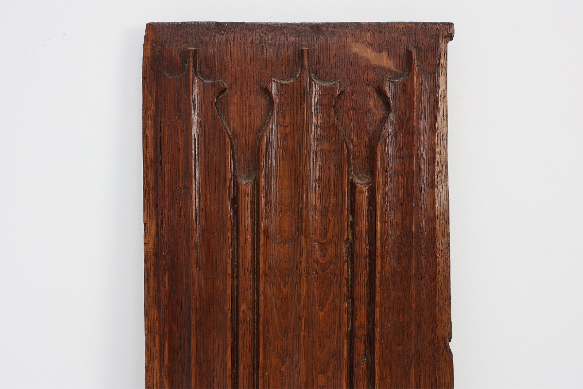 Carved Oak Gothic Linenfold Panel, Flanders, Ca. 16th Century-photo-3
