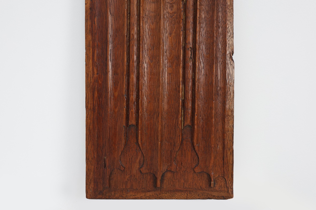 Carved Oak Gothic Linenfold Panel, Flanders, Ca. 16th Century-photo-4