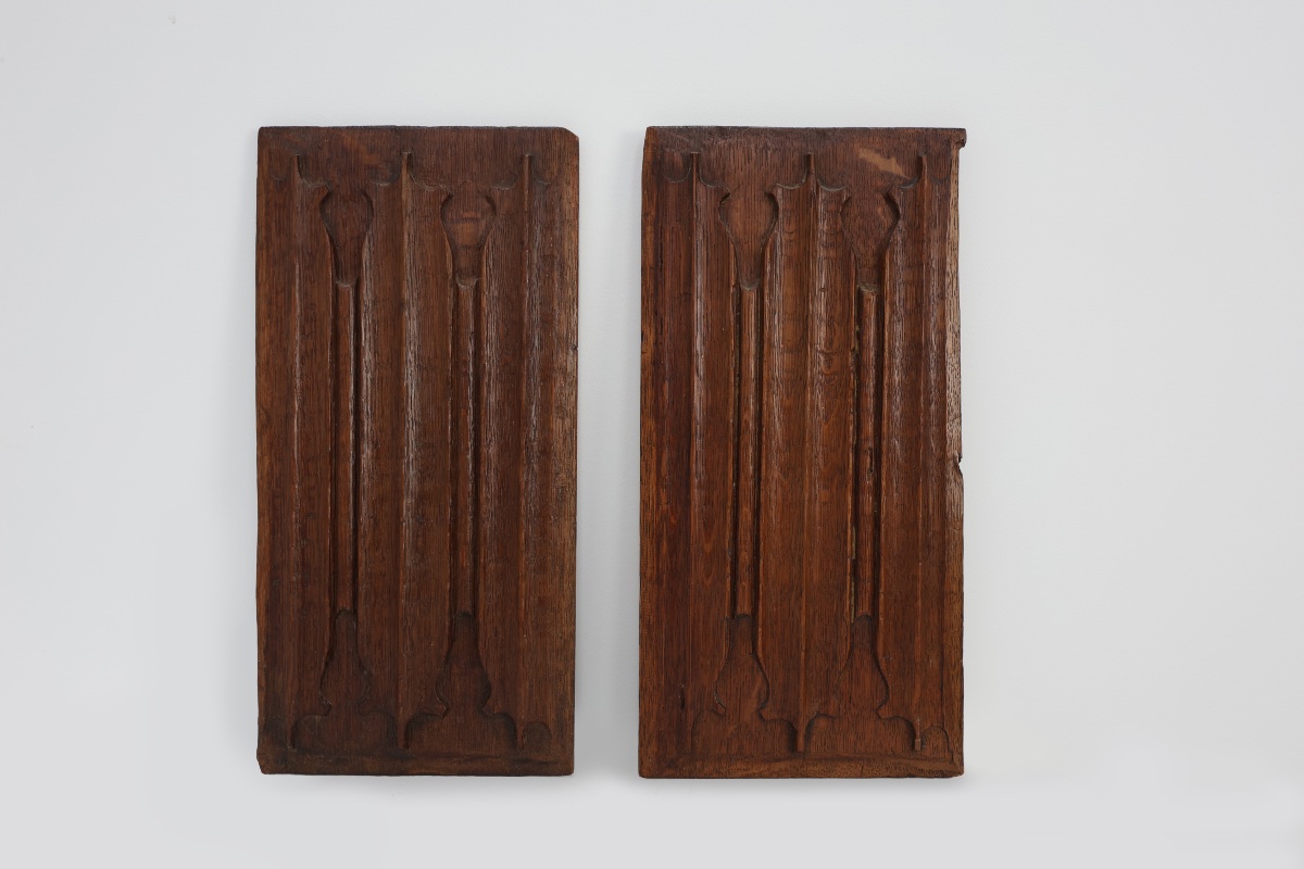 Carved Oak Gothic Linenfold Panel, Flanders, Ca. 16th Century-photo-4