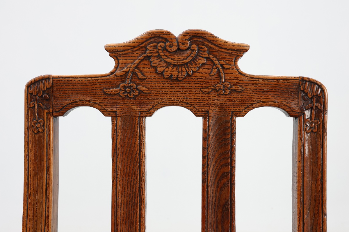 Pair Of Antique Side Chairs In Carved Oak, France, 18th Century-photo-2