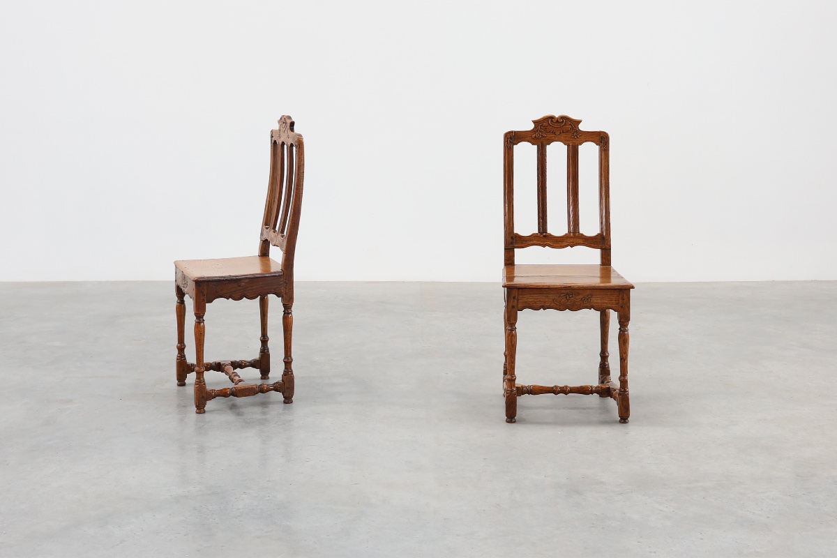 Pair Of Antique Side Chairs In Carved Oak, France, 18th Century-photo-4