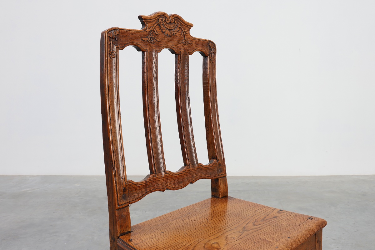 Pair Of Antique Side Chairs In Carved Oak, France, 18th Century-photo-3