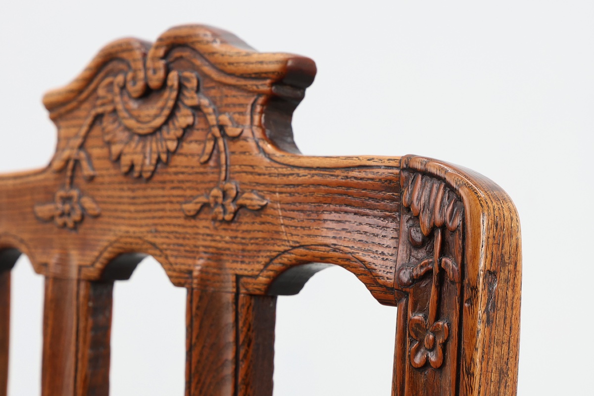 Pair Of Antique Side Chairs In Carved Oak, France, 18th Century-photo-5