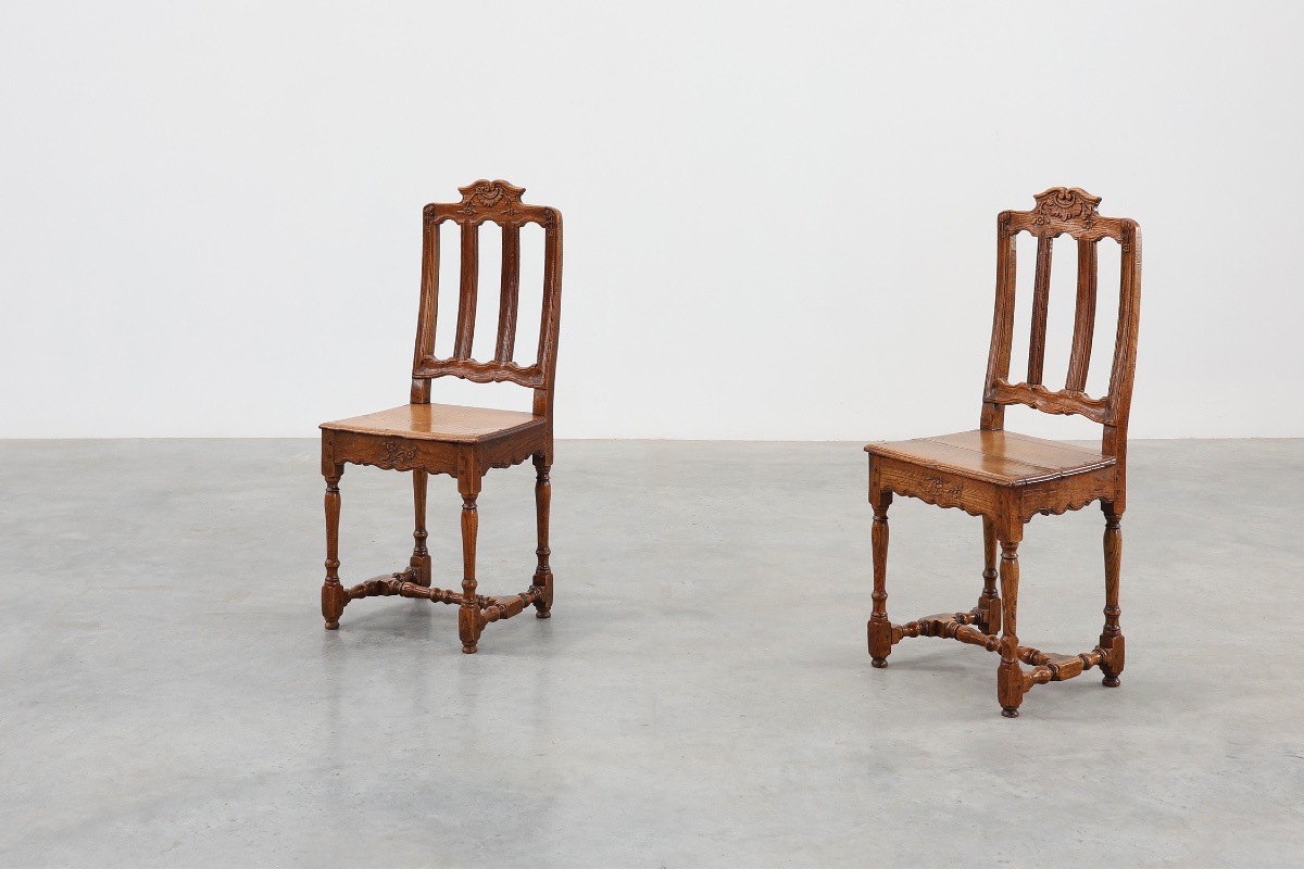 Pair Of Antique Side Chairs In Carved Oak, France, 18th Century-photo-6