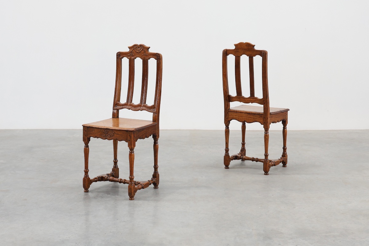 Pair Of Antique Side Chairs In Carved Oak, France, 18th Century-photo-7