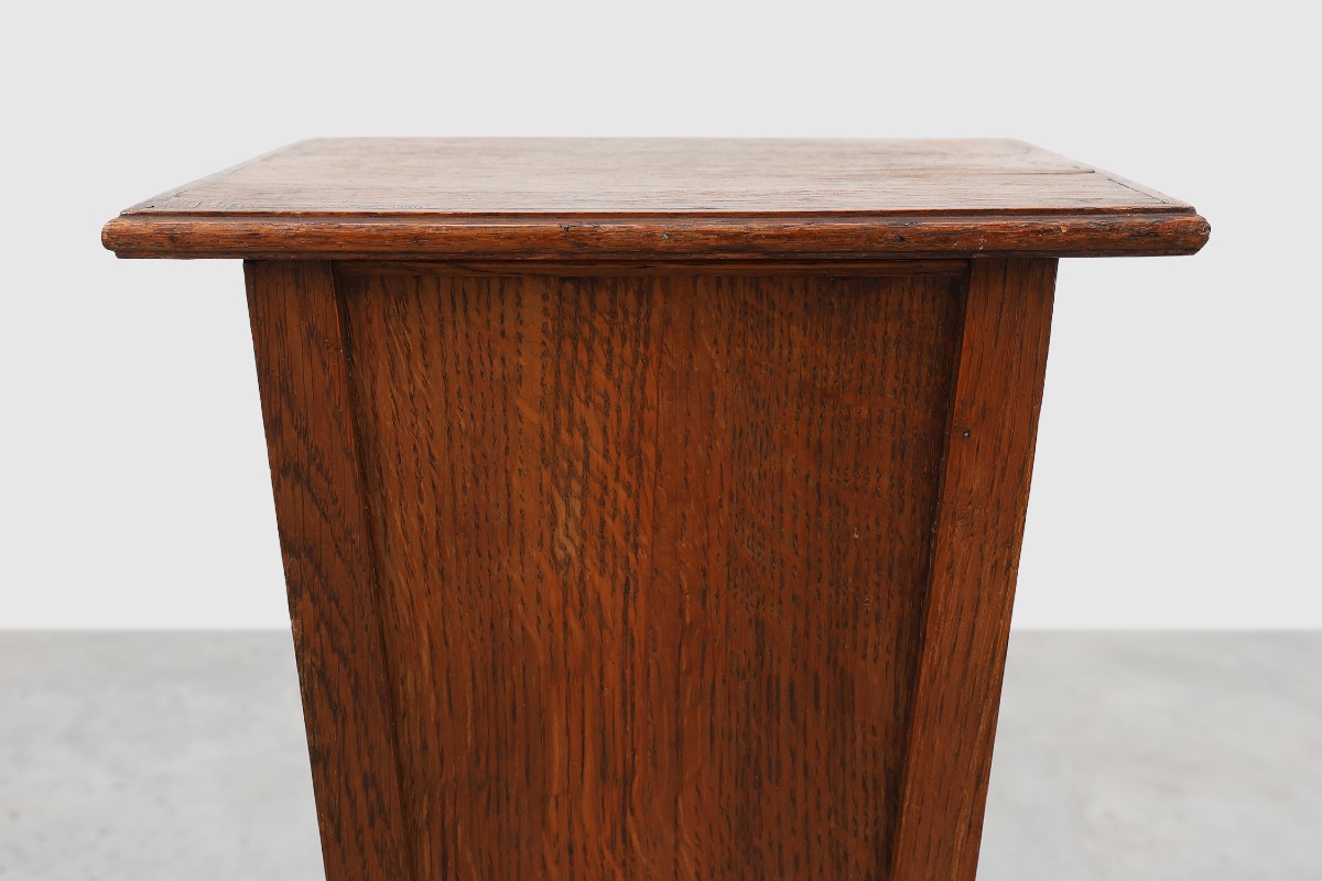 French Art Deco Plant Stand Or Pedestal Made Of Solid Oak, Display Column, 1925-photo-3