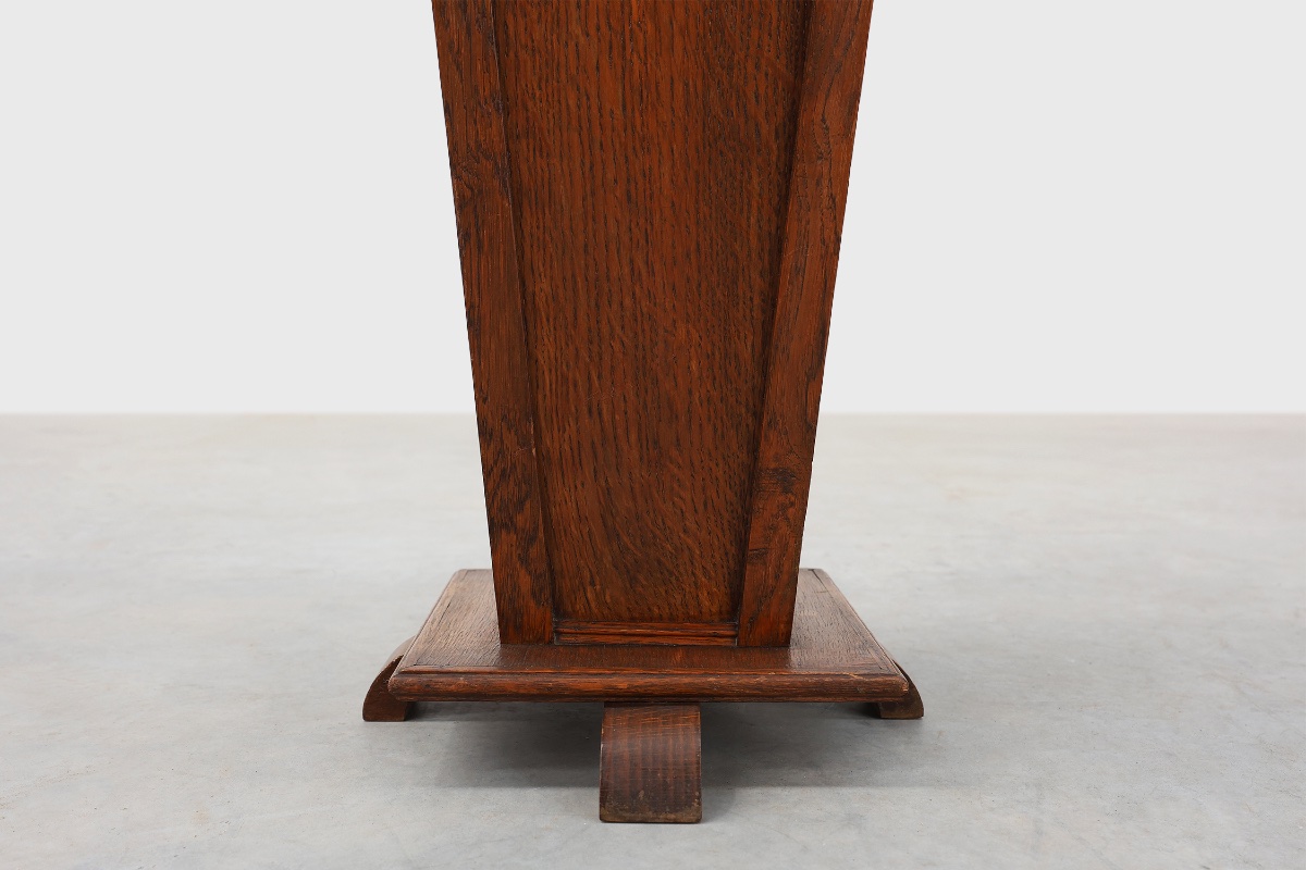French Art Deco Plant Stand Or Pedestal Made Of Solid Oak, Display Column, 1925-photo-4