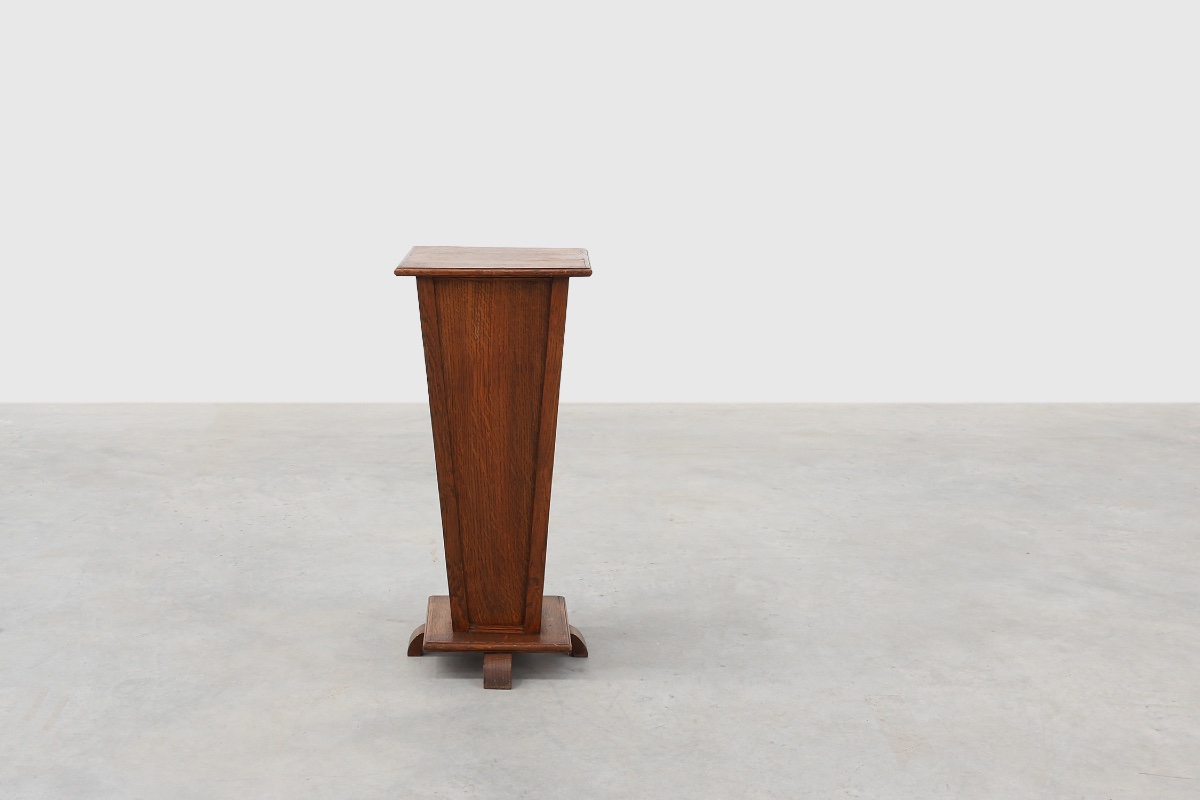 French Art Deco Plant Stand Or Pedestal Made Of Solid Oak, Display Column, 1925-photo-1