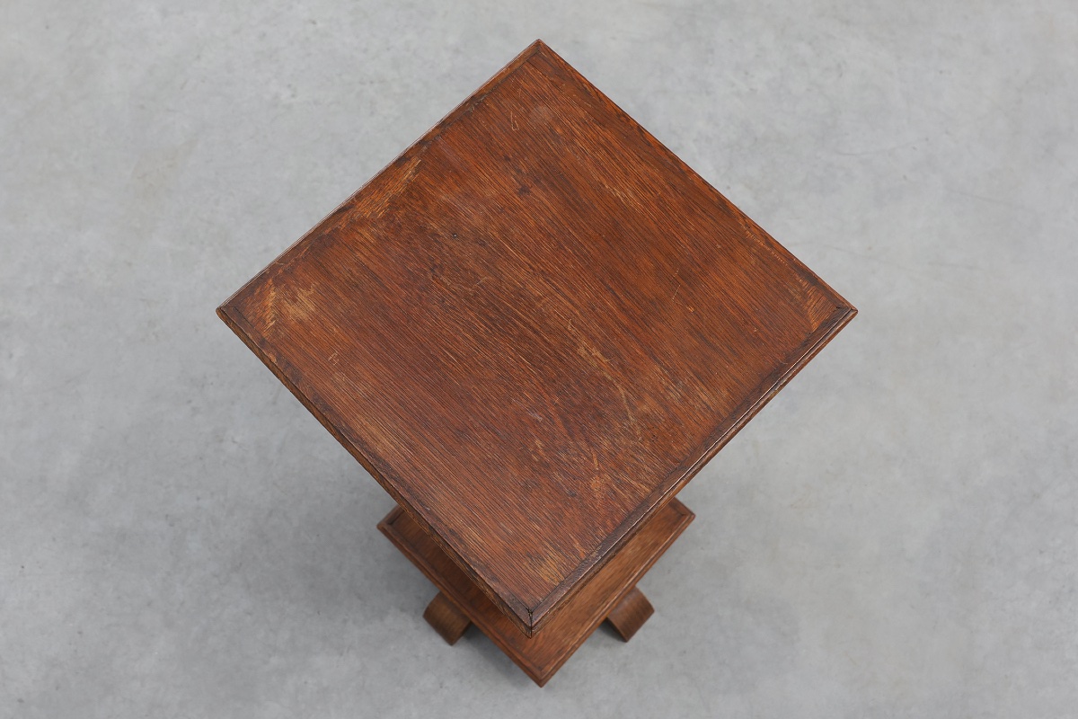 French Art Deco Plant Stand Or Pedestal Made Of Solid Oak, Display Column, 1925-photo-3