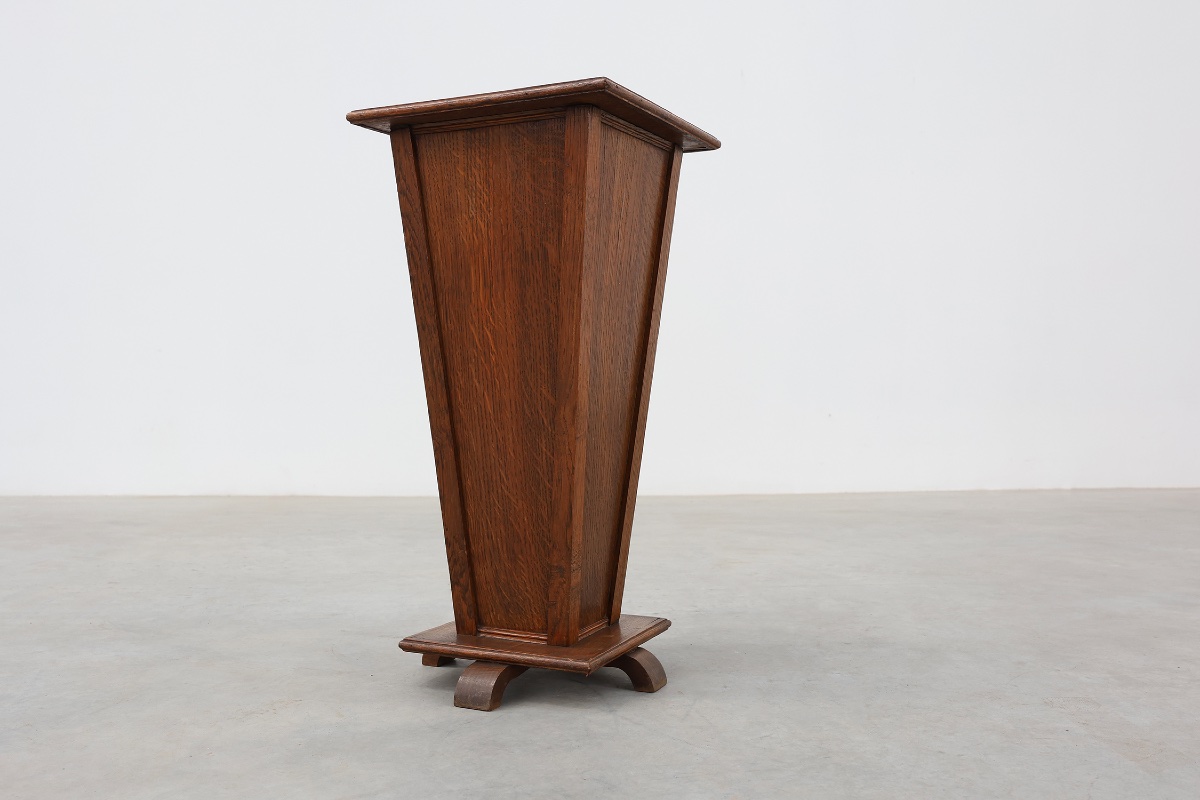 French Art Deco Plant Stand Or Pedestal Made Of Solid Oak, Display Column, 1925-photo-5