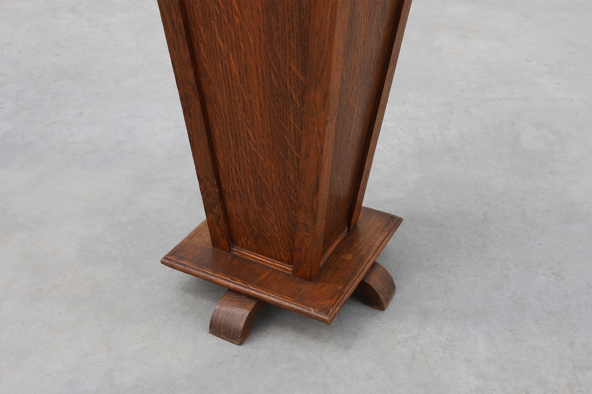 French Art Deco Plant Stand Or Pedestal Made Of Solid Oak, Display Column, 1925-photo-7