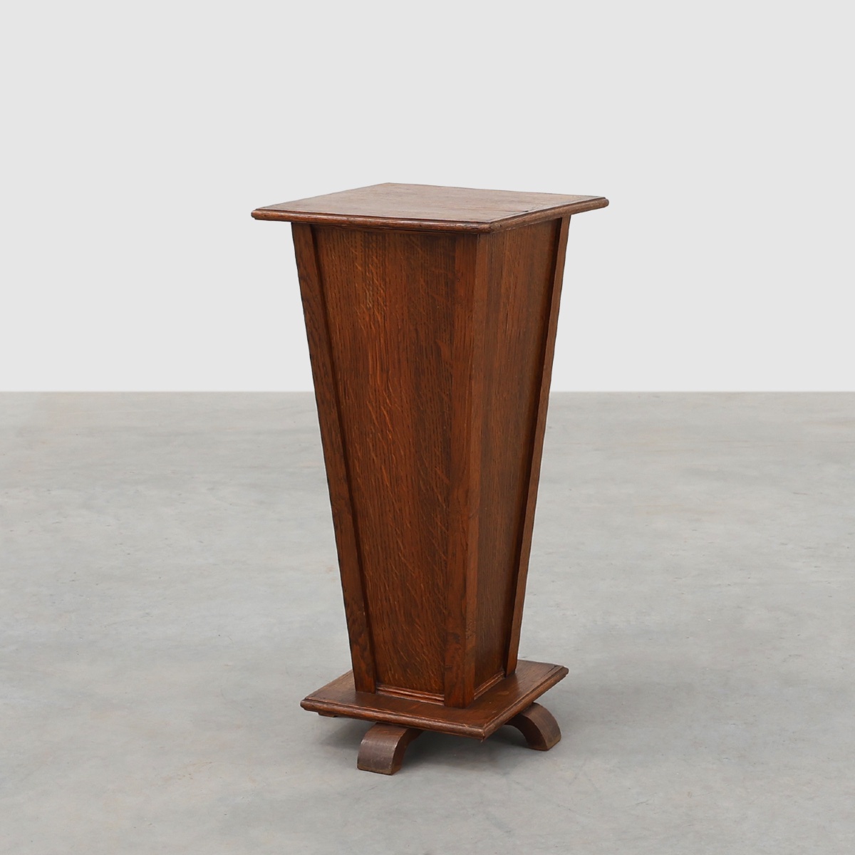 French Art Deco Plant Stand Or Pedestal Made Of Solid Oak, Display Column, 1925