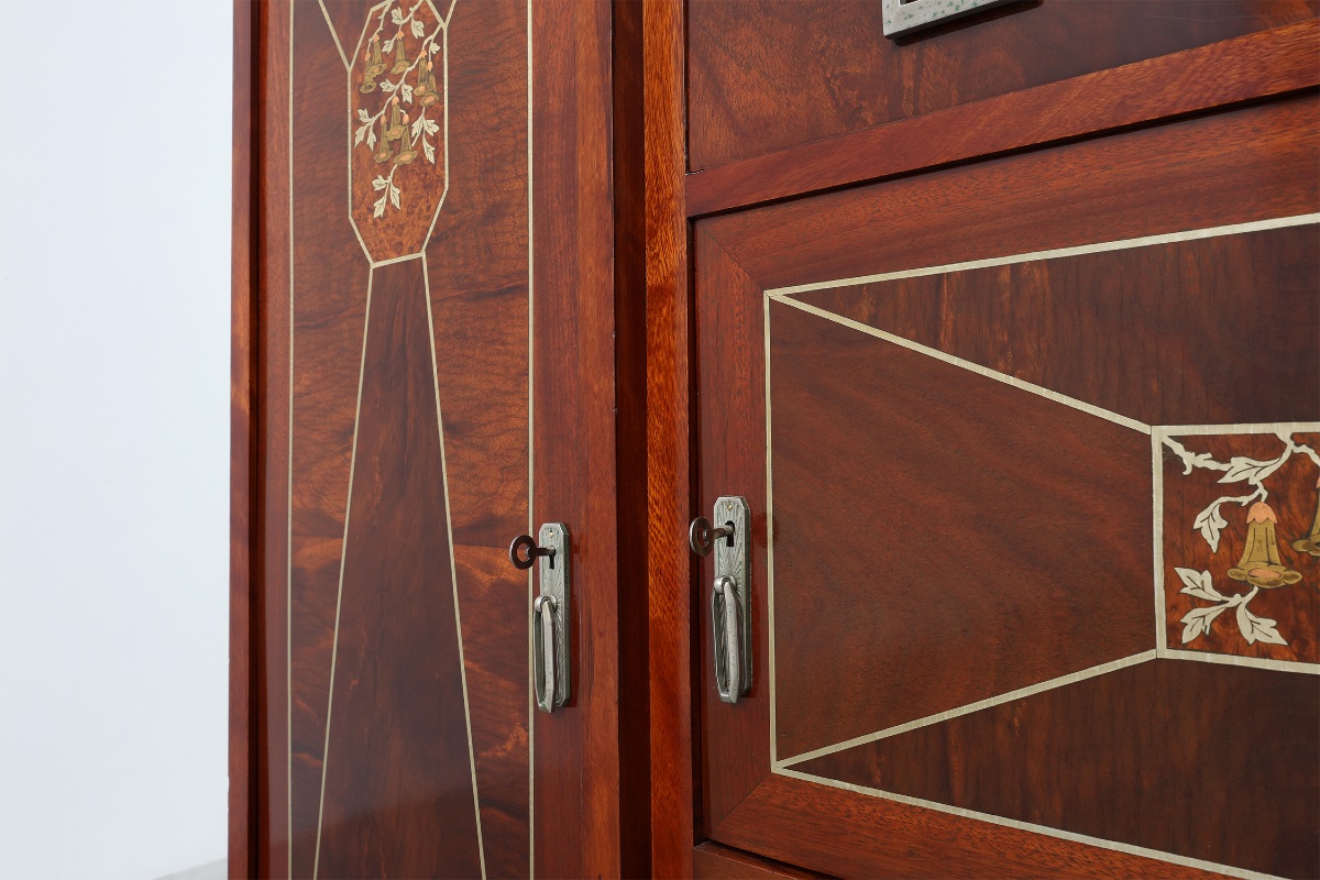 Art Deco Marquetry Cabinet By De Coene Freres, Belgium, Ca. 1925-photo-2