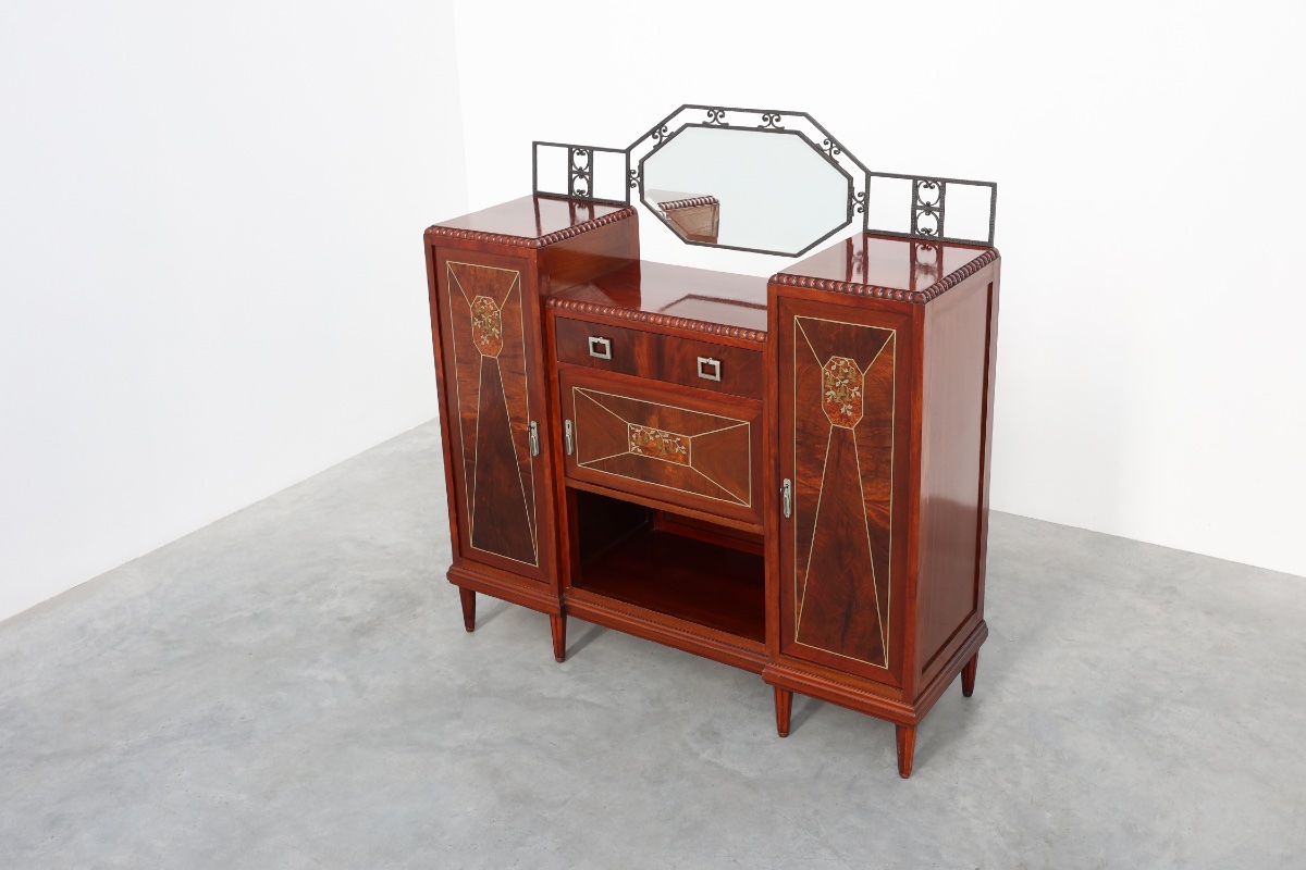 Art Deco Marquetry Cabinet By De Coene Freres, Belgium, Ca. 1925-photo-3