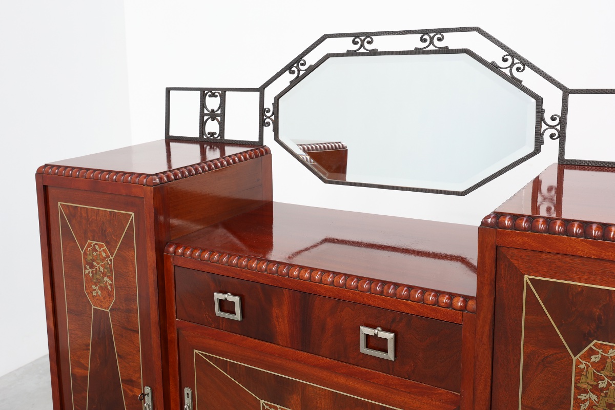 Art Deco Marquetry Cabinet By De Coene Freres, Belgium, Ca. 1925-photo-5