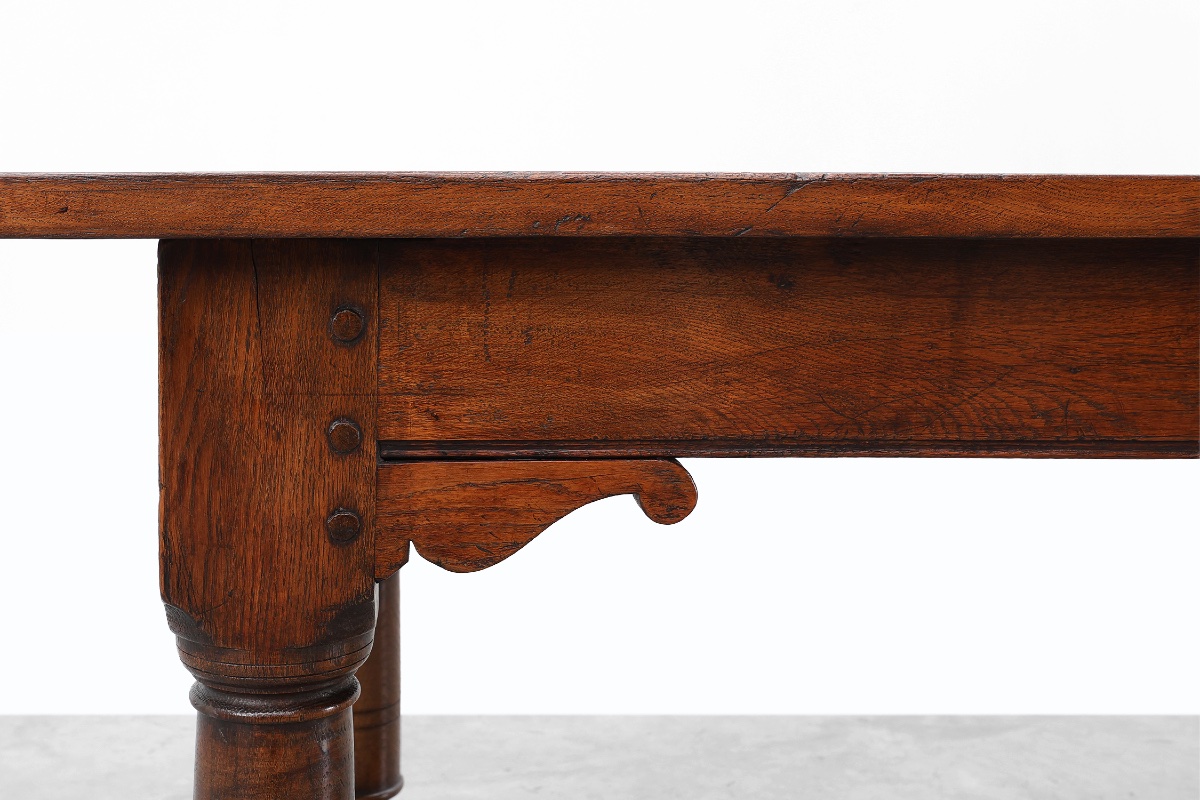 Grande table de réfectoire en chêne français, style néo-Renaissance, vers 1880-photo-3