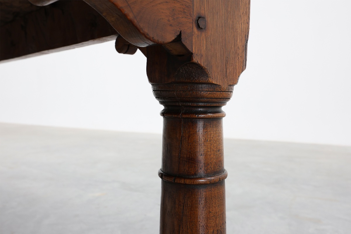 Grande table de réfectoire en chêne français, style néo-Renaissance, vers 1880-photo-1