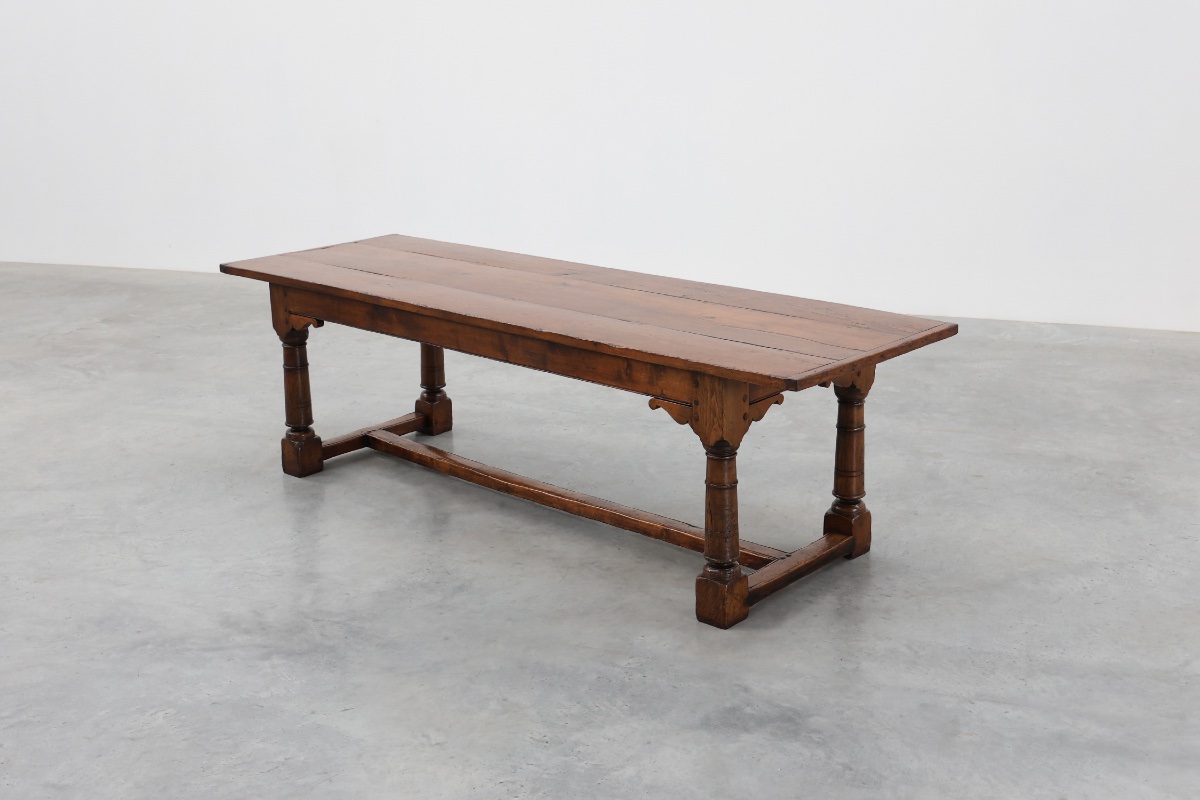 Grande table de réfectoire en chêne français, style néo-Renaissance, vers 1880-photo-8