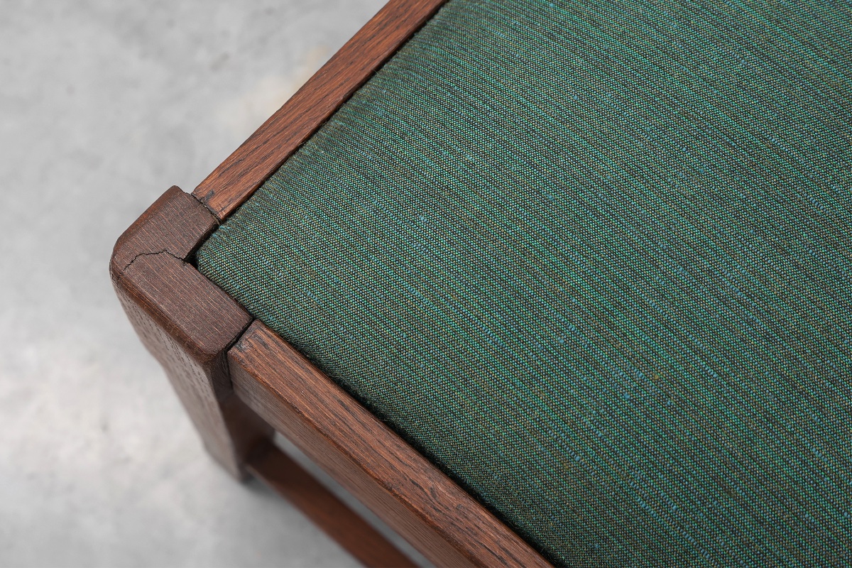 Belgian Art Deco Oak Side Chair With  Green Upholstery, Modernist 1920s-photo-7