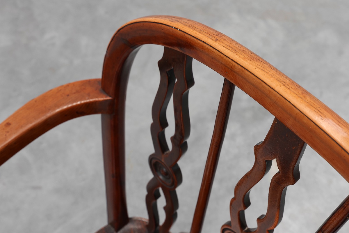 Fauteuil Windsor anglais avec assise en chêne et dossier à fuseaux, XIXe siècle-photo-6