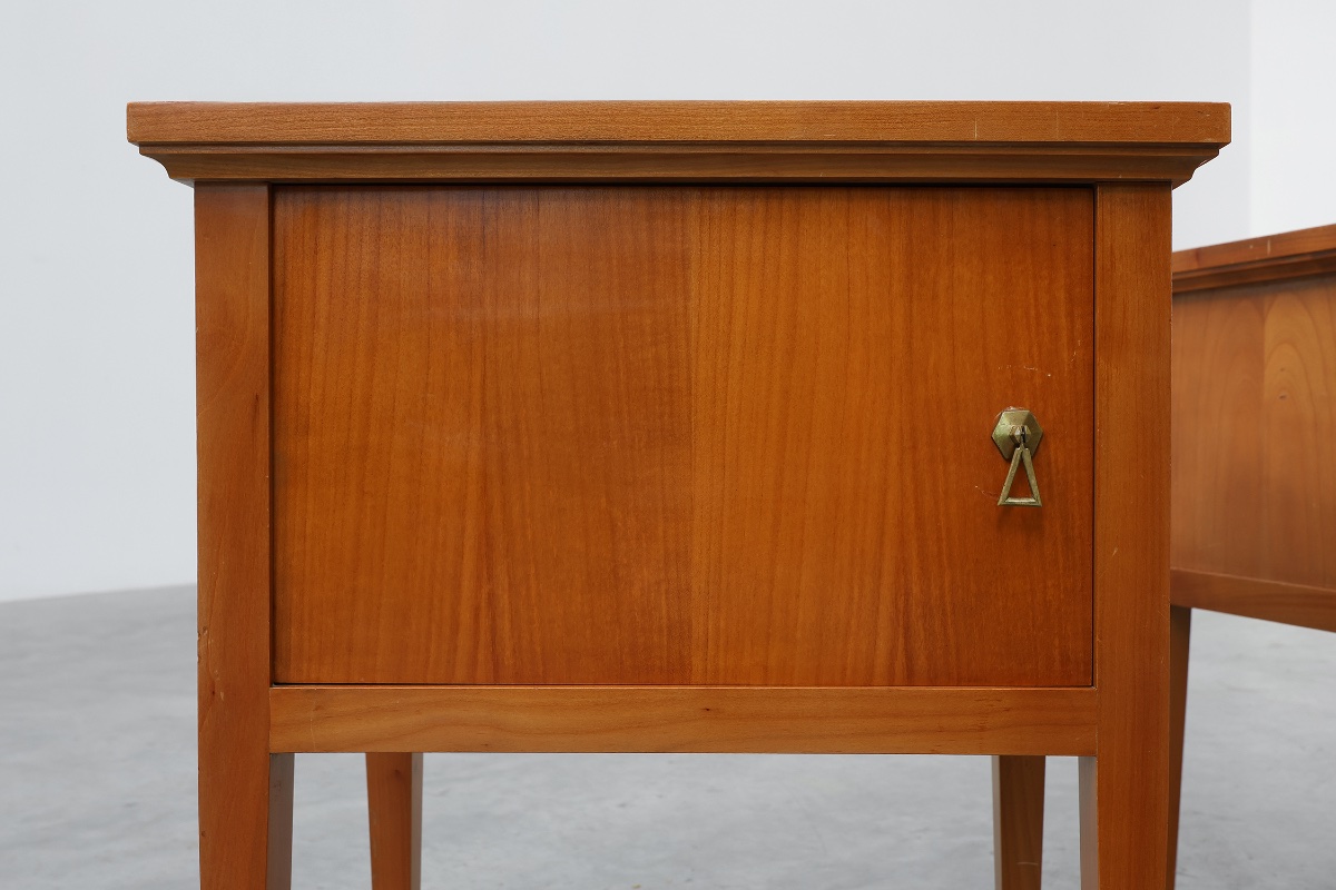 Pair Of Mid-century Bedside Tables With Brass Handles, France, 1950s-photo-1