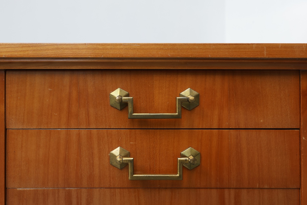 Pair Of Mid-century Bedside Tables With Brass Handles, France, 1950s-photo-4