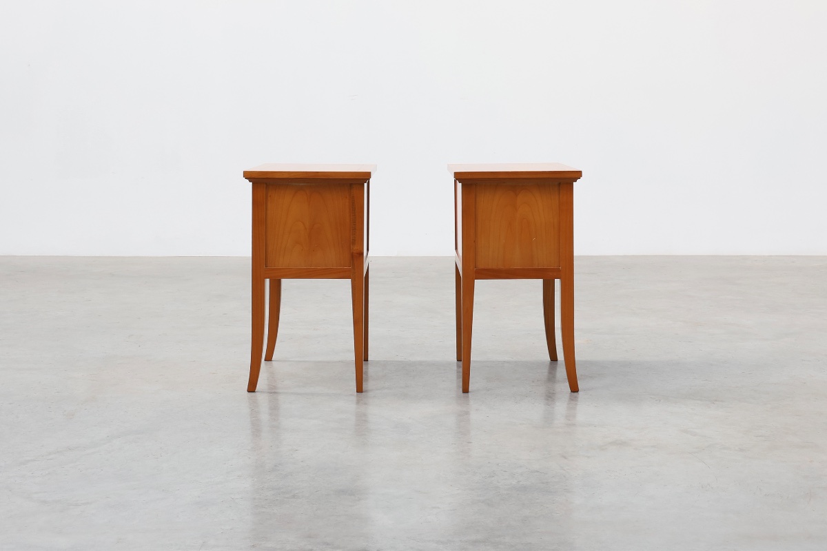 Pair Of Mid-century Bedside Tables With Brass Handles, France, 1950s-photo-7