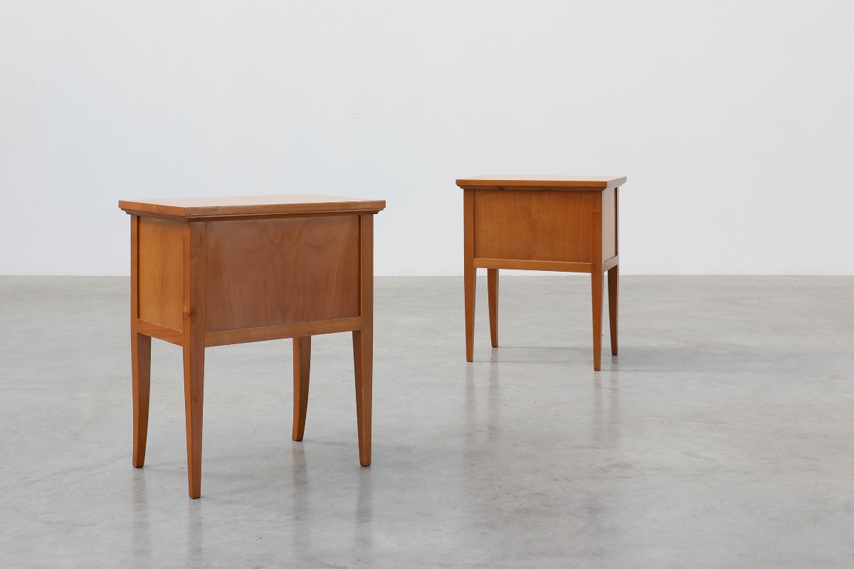 Pair Of Mid-century Bedside Tables With Brass Handles, France, 1950s-photo-8