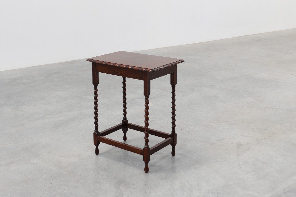 English Oak Barley Twist Side Table With Shaped Top, Circa 1900-photo-1