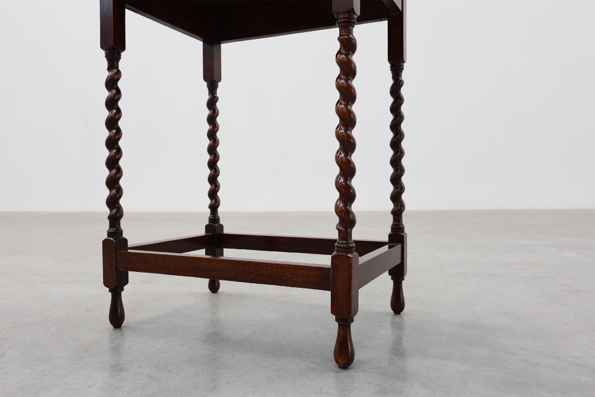 English Oak Barley Twist Side Table With Shaped Top, Circa 1900-photo-3