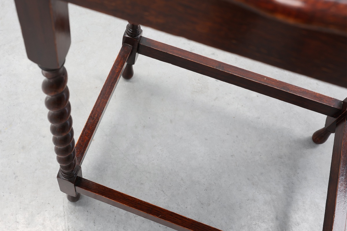 English Oak Barley Twist Side Table With Shaped Top, Circa 1900-photo-4