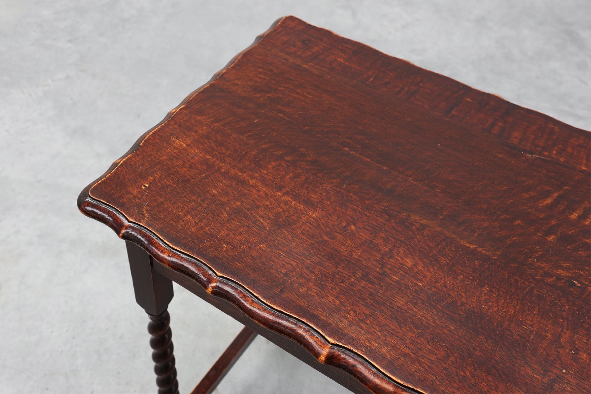 English Oak Barley Twist Side Table With Shaped Top, Circa 1900-photo-6