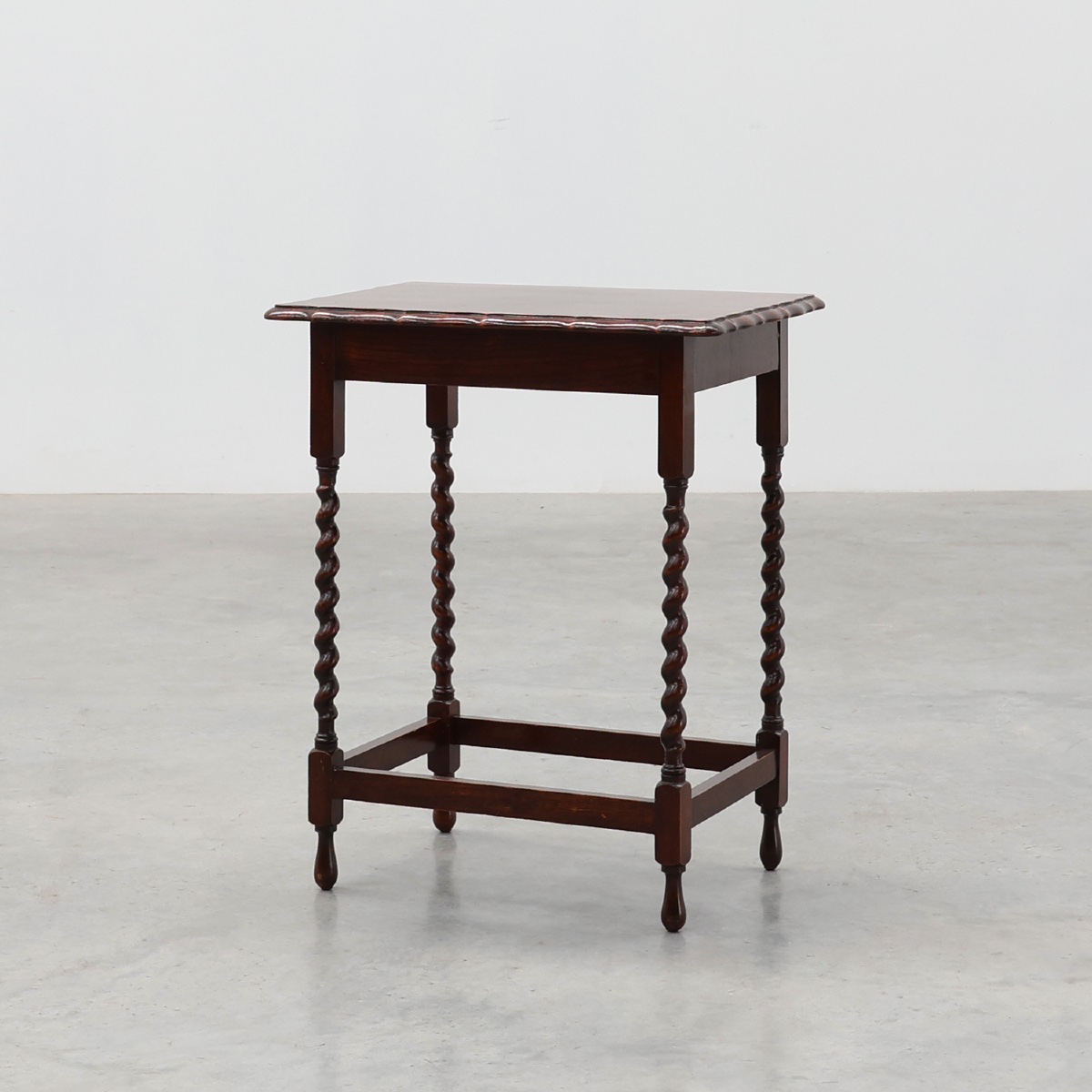 English Oak Barley Twist Side Table With Shaped Top, Circa 1900