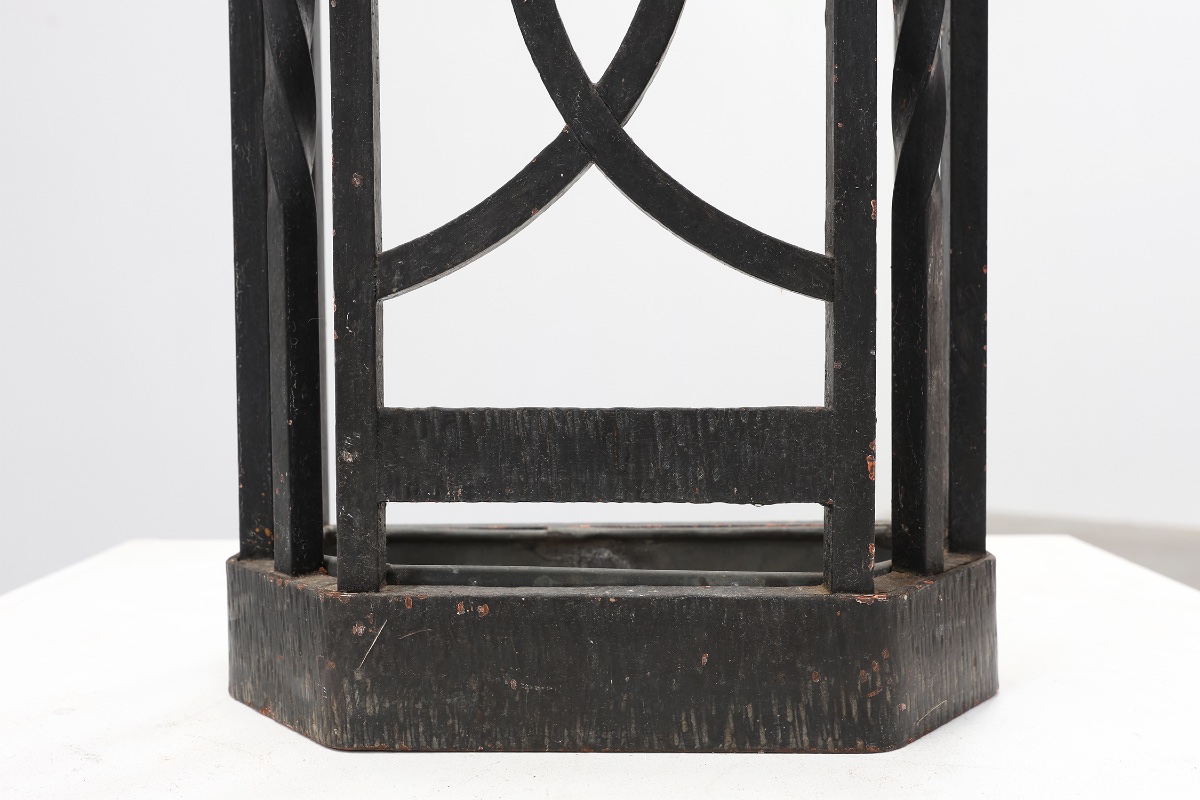 Porte-parapluie Art Déco en métal, ajouré et cerclage en laiton, Belgique, années 1920-photo-3