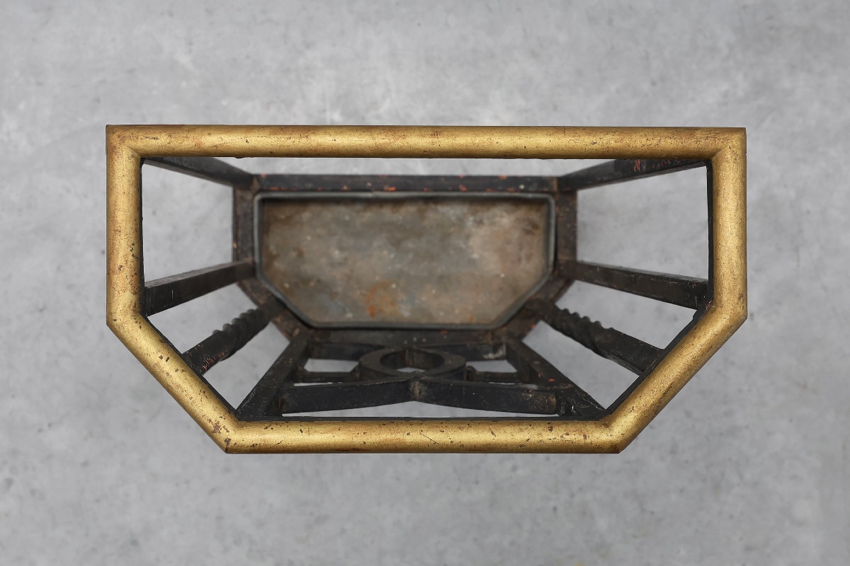 Porte-parapluie Art Déco en métal, ajouré et cerclage en laiton, Belgique, années 1920-photo-3