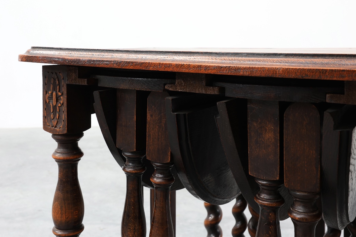 Set Of Four Oak Barley Twist Nesting Tables, England, Circa 1900-photo-3