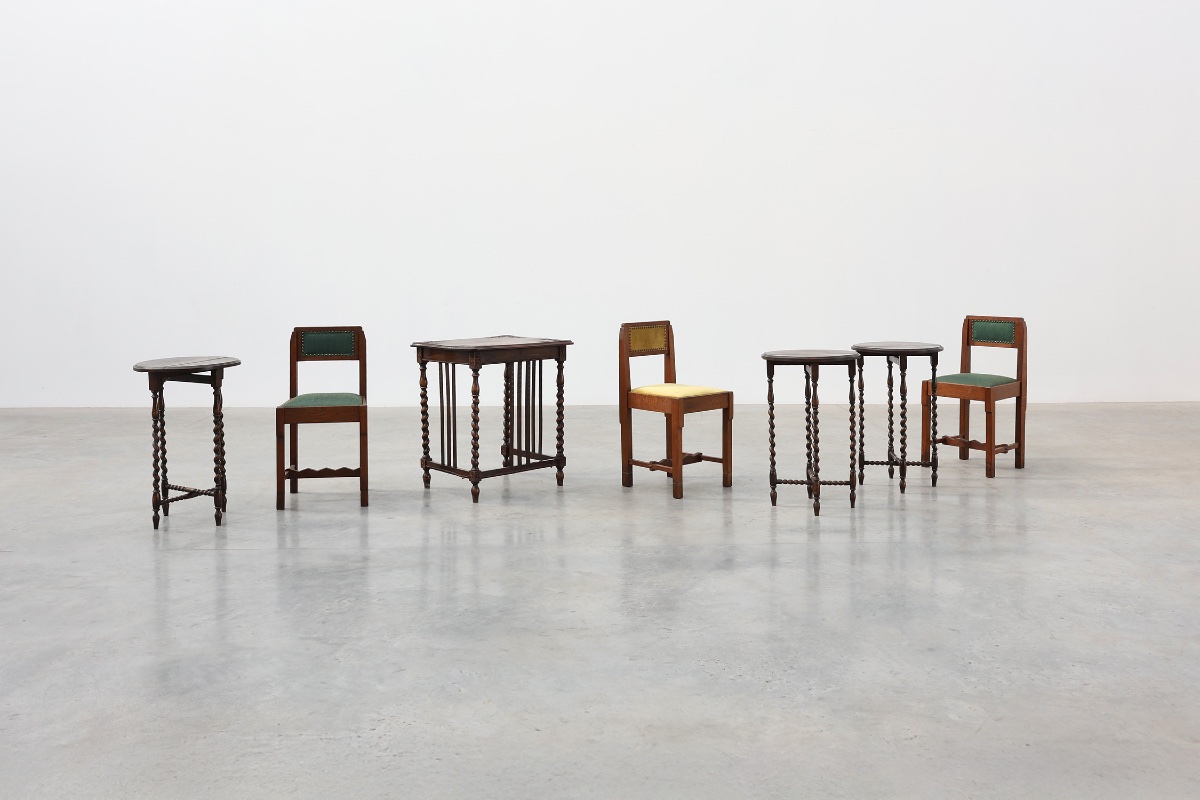 Set Of Four Oak Barley Twist Nesting Tables, England, Circa 1900-photo-1