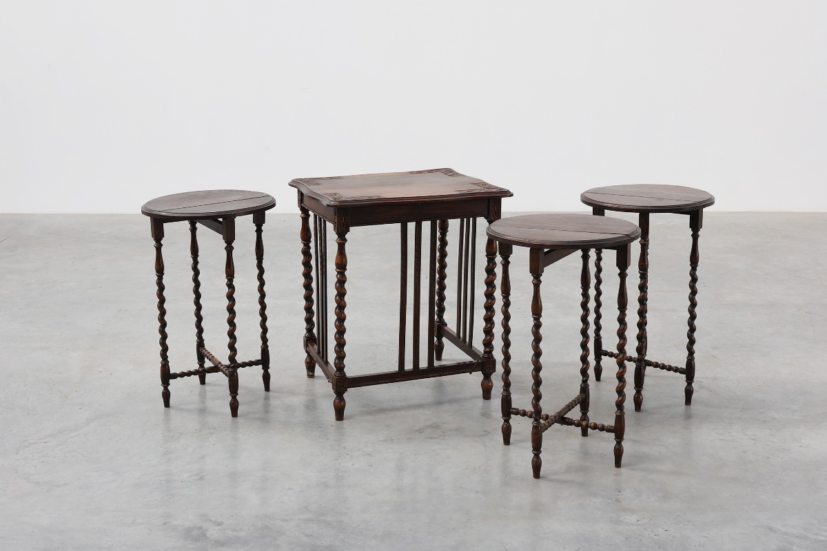 Set Of Four Oak Barley Twist Nesting Tables, England, Circa 1900-photo-2