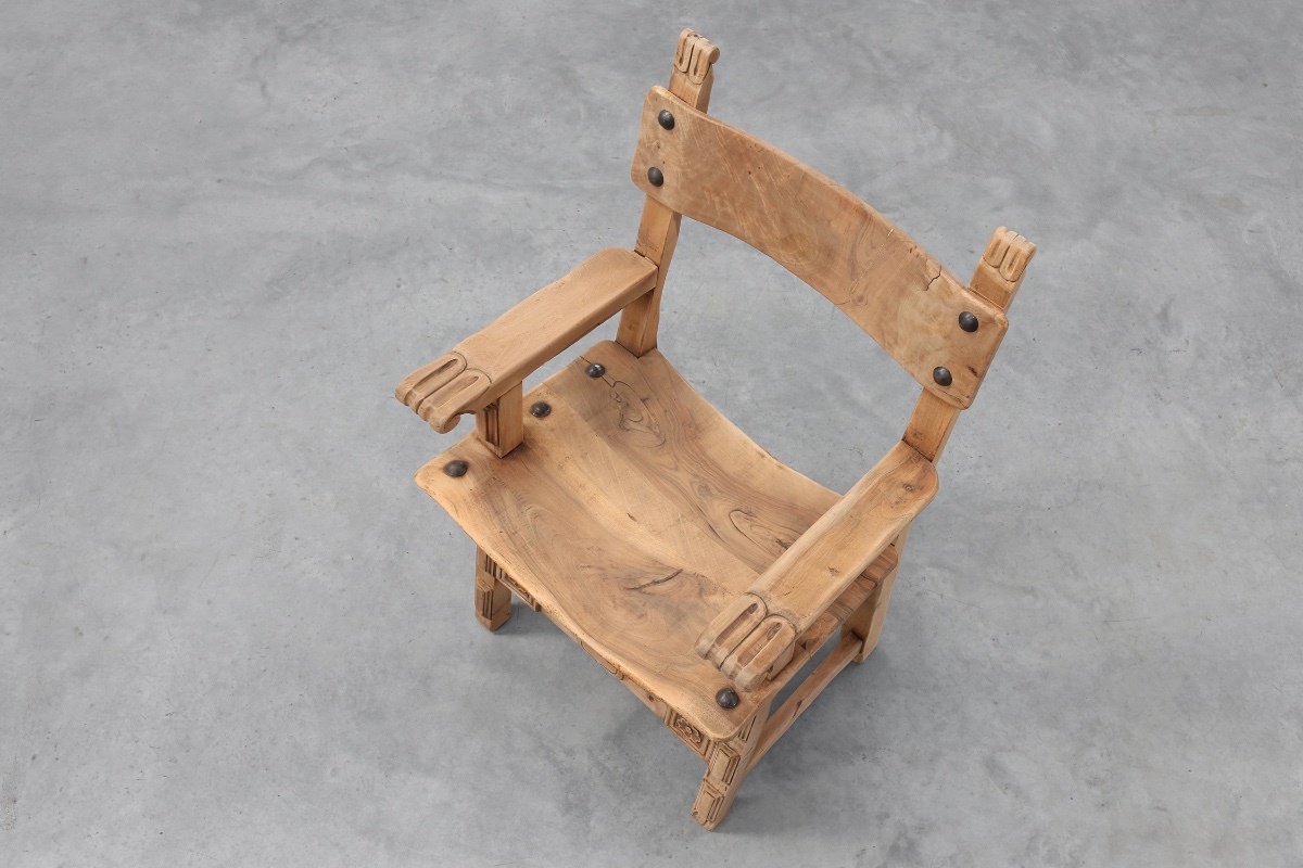 Paire de fauteuils brutalistes sculptés, Espagne, XXe siècle-photo-2