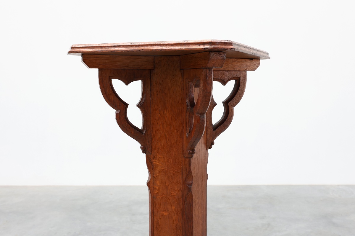 Socle Art Déco en  chêne massif, Belgique, années 1920-photo-3