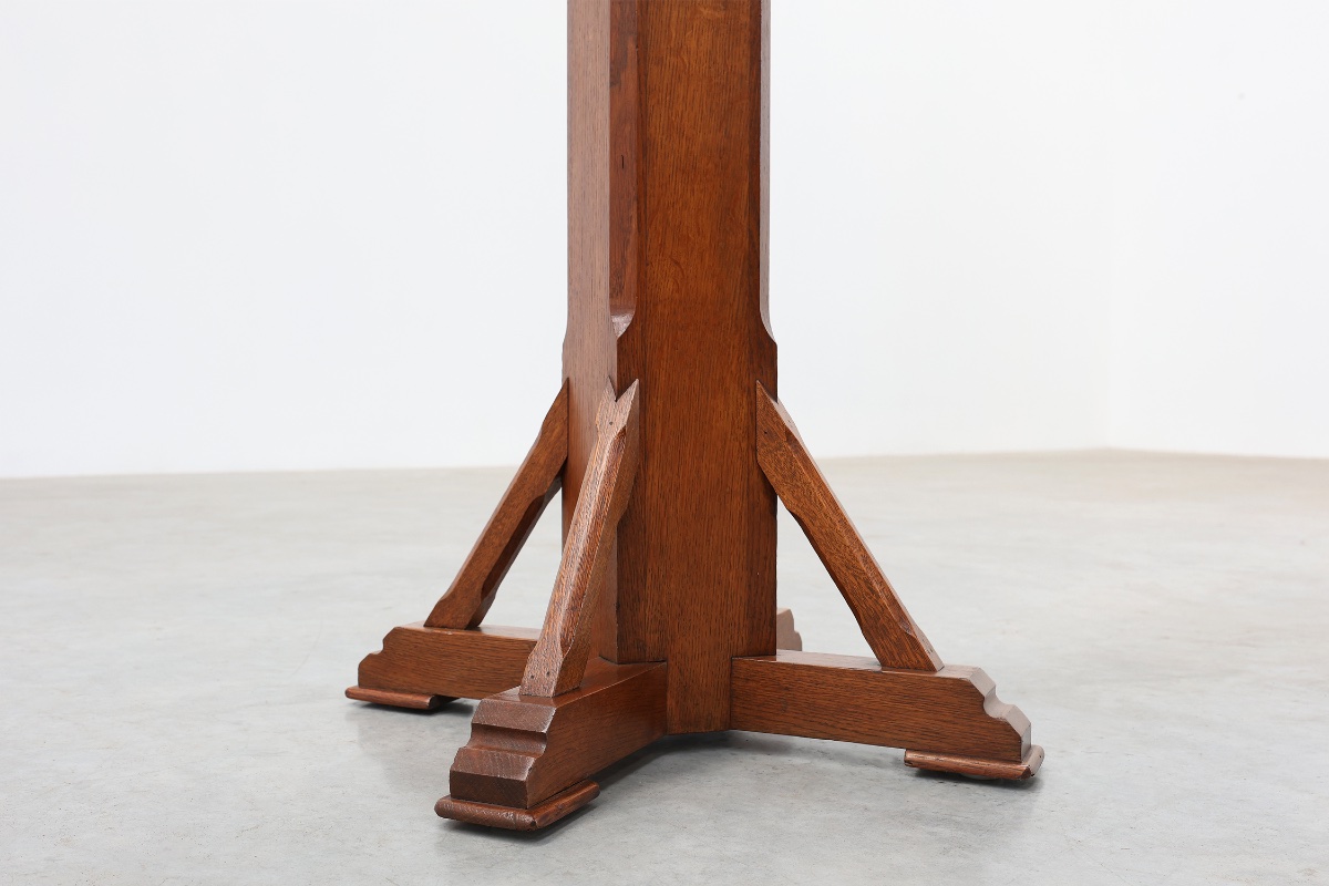 Socle Art Déco en  chêne massif, Belgique, années 1920-photo-4