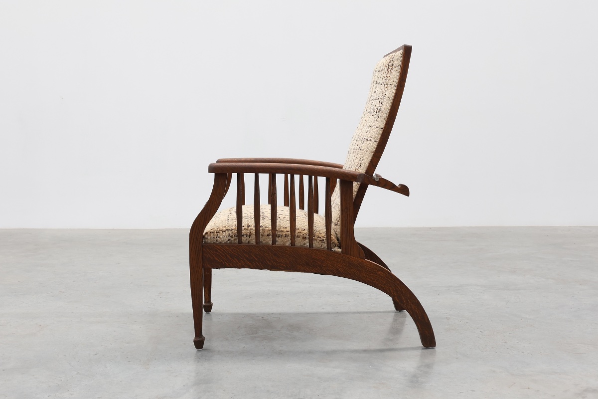 Fauteuil Arts & Crafts en chêne massif, style Belgique, années 1920-photo-2
