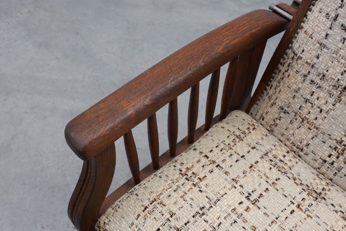 Fauteuil Arts & Crafts en chêne massif, style Belgique, années 1920-photo-1
