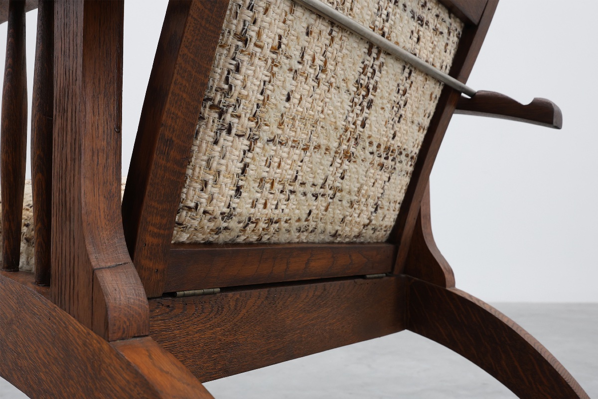 Fauteuil Arts & Crafts en chêne massif, style Belgique, années 1920-photo-5