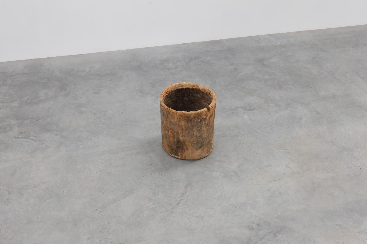 19th Century French Primitive Hollowed Oak Tree Trunk Planter-photo-2
